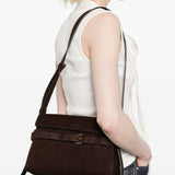 Borsa a spalla tie-me in suede nero Moschino - donna 