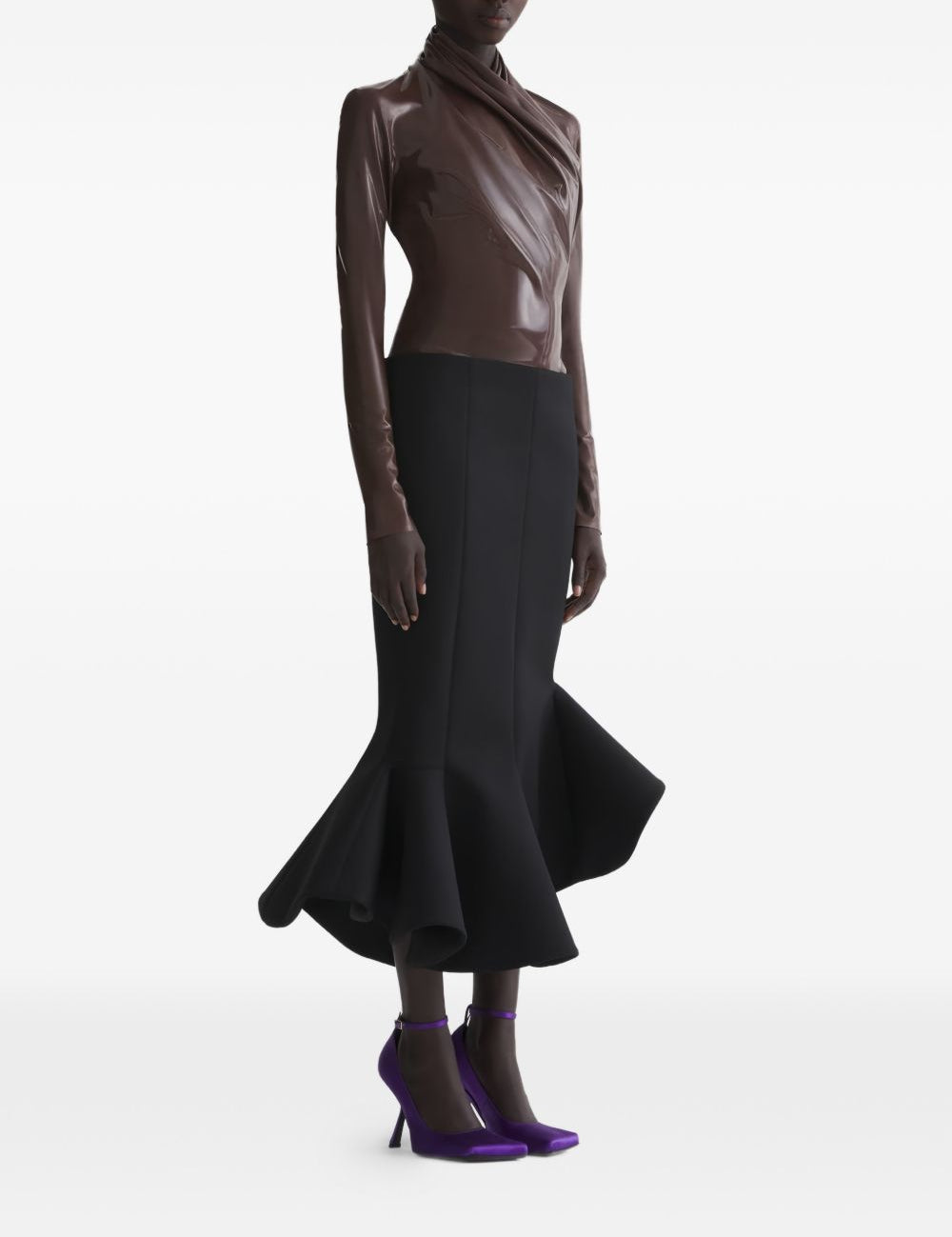 Gonna a sirena in nero Mugler - donna 
