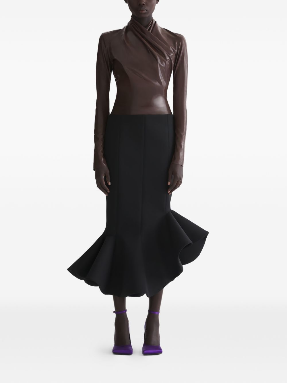 Gonna a sirena in nero Mugler - donna 