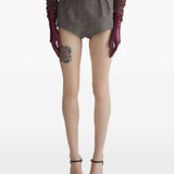 Shorts a quadri a vita alta in marrone Mugler - donna 