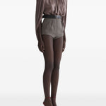 Shorts a quadri a vita alta in marrone Mugler - donna 