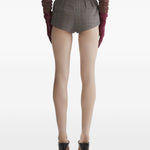 Shorts a quadri a vita alta in marrone Mugler - donna 