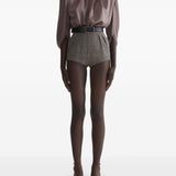 Shorts a quadri a vita alta in marrone Mugler - donna 