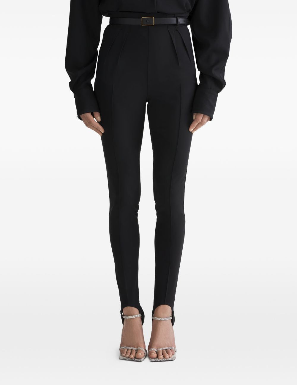 Leggings a vita alta con staffe in nero Mugler - donna 