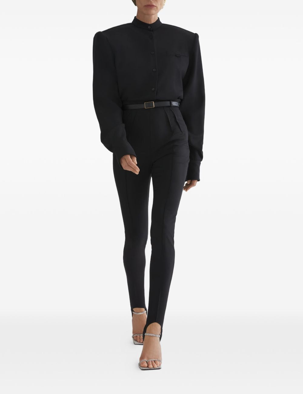 Leggings a vita alta con staffe in nero Mugler - donna 