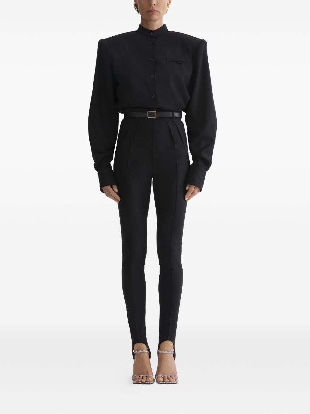 Leggings a vita alta con staffe in nero Mugler - donna 