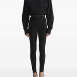 Leggings a vita alta con staffe in nero Mugler - donna 