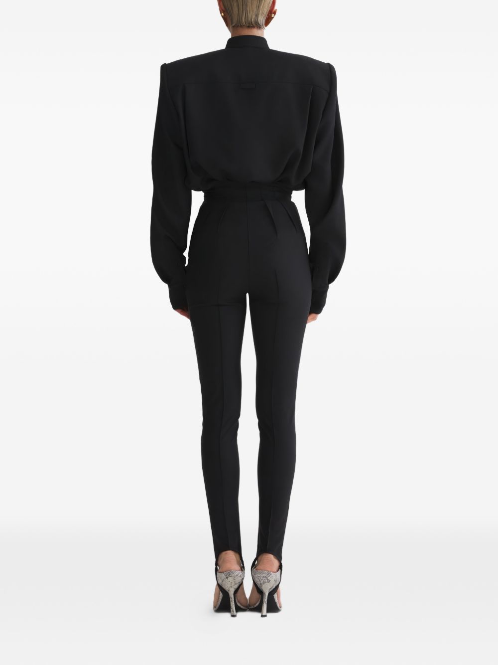Leggings a vita alta con staffe in nero Mugler - donna 