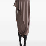 Abito drappeggiato collo alto in marrona taupe Mugler - donna 