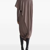 Abito drappeggiato collo alto in marrona taupe Mugler - donna 