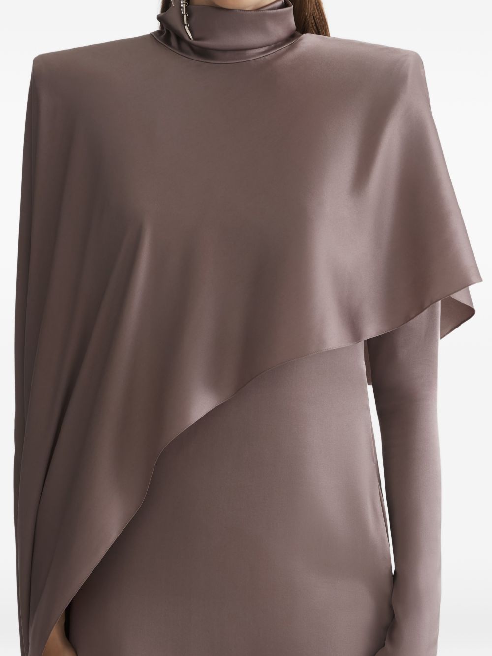 Abito drappeggiato collo alto in marrona taupe Mugler - donna 