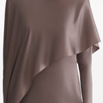 Abito drappeggiato collo alto in marrona taupe Mugler - donna 
