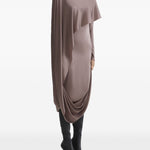 Abito drappeggiato collo alto in marrona taupe Mugler - donna 