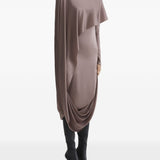 Abito drappeggiato collo alto in marrona taupe Mugler - donna 