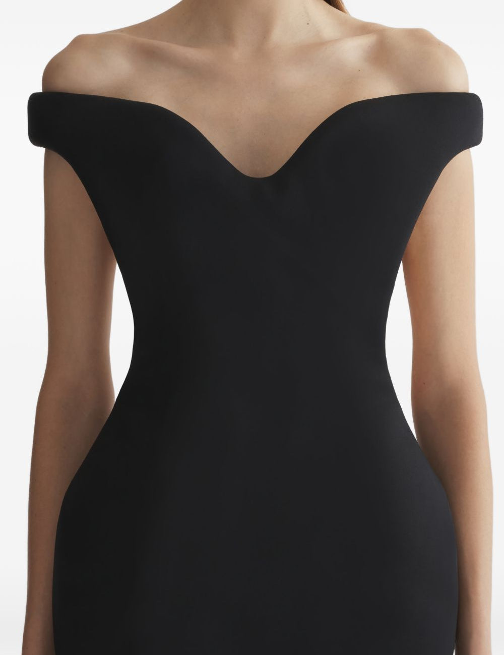 Abito scolpito con spelle scoperte in nero Mugler - donna 