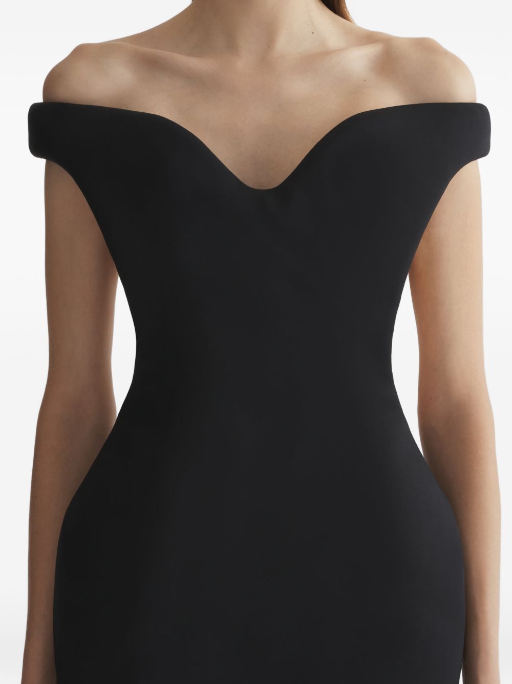 Abito scolpito con spelle scoperte in nero Mugler - donna 
