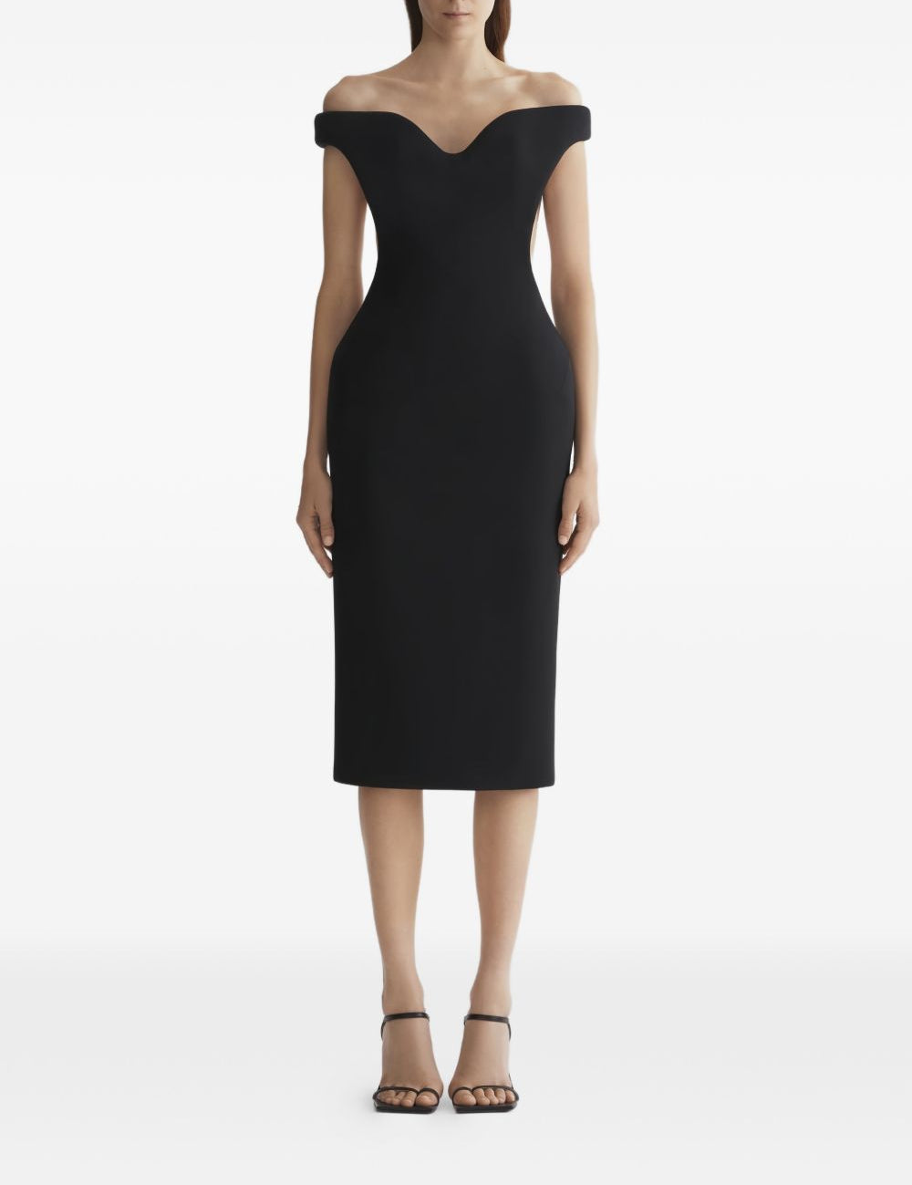 Abito scolpito con spelle scoperte in nero Mugler - donna 