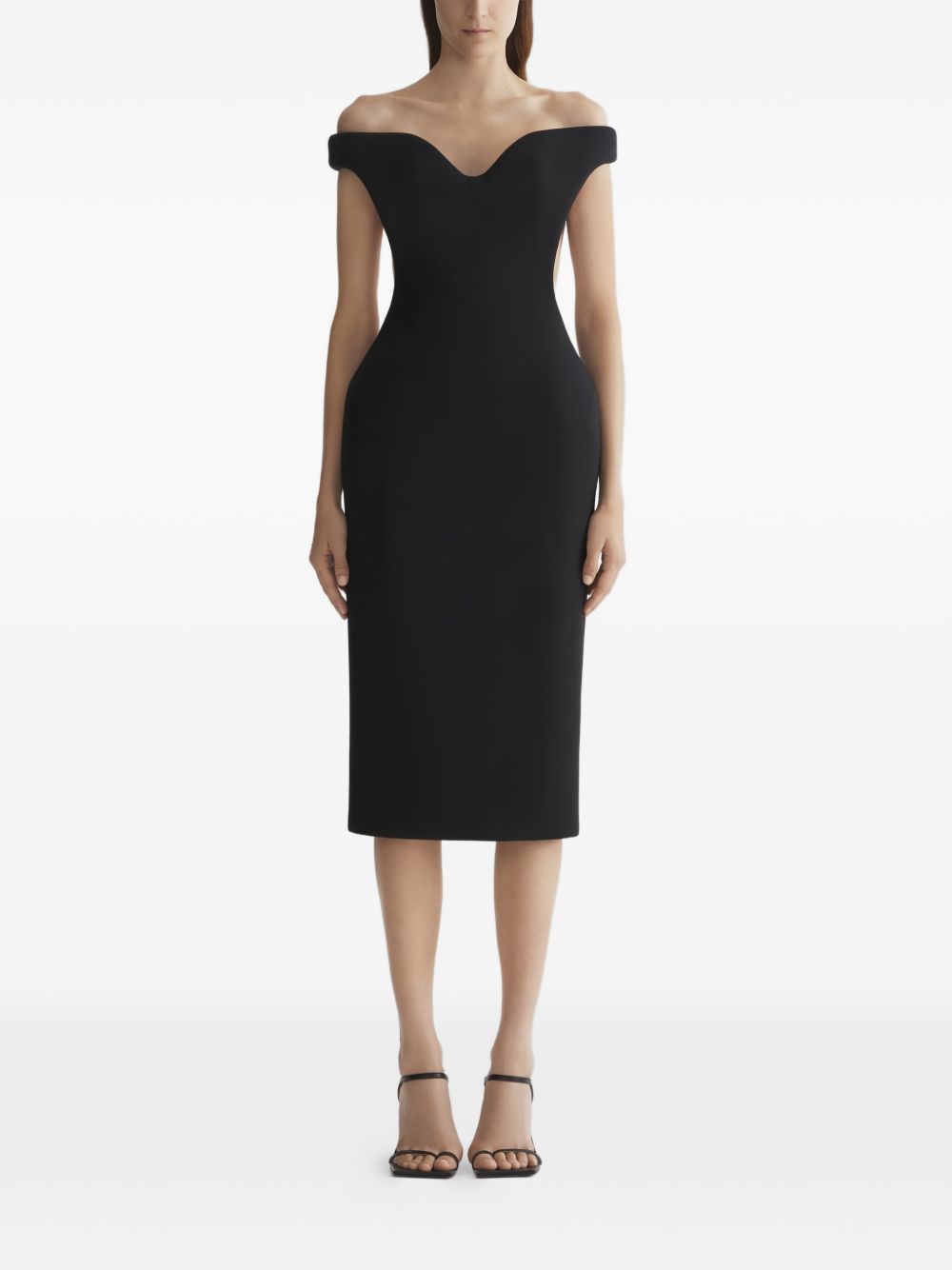 Abito scolpito con spelle scoperte in nero Mugler - donna 