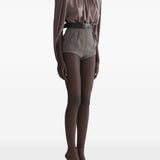 Blusa drappeggiata a collo alto in marrone Mugler - donna 