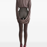 Blusa drappeggiata a collo alto in marrone Mugler - donna 