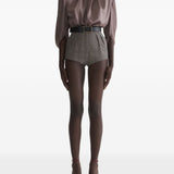 Blusa drappeggiata a collo alto in marrone Mugler - donna 