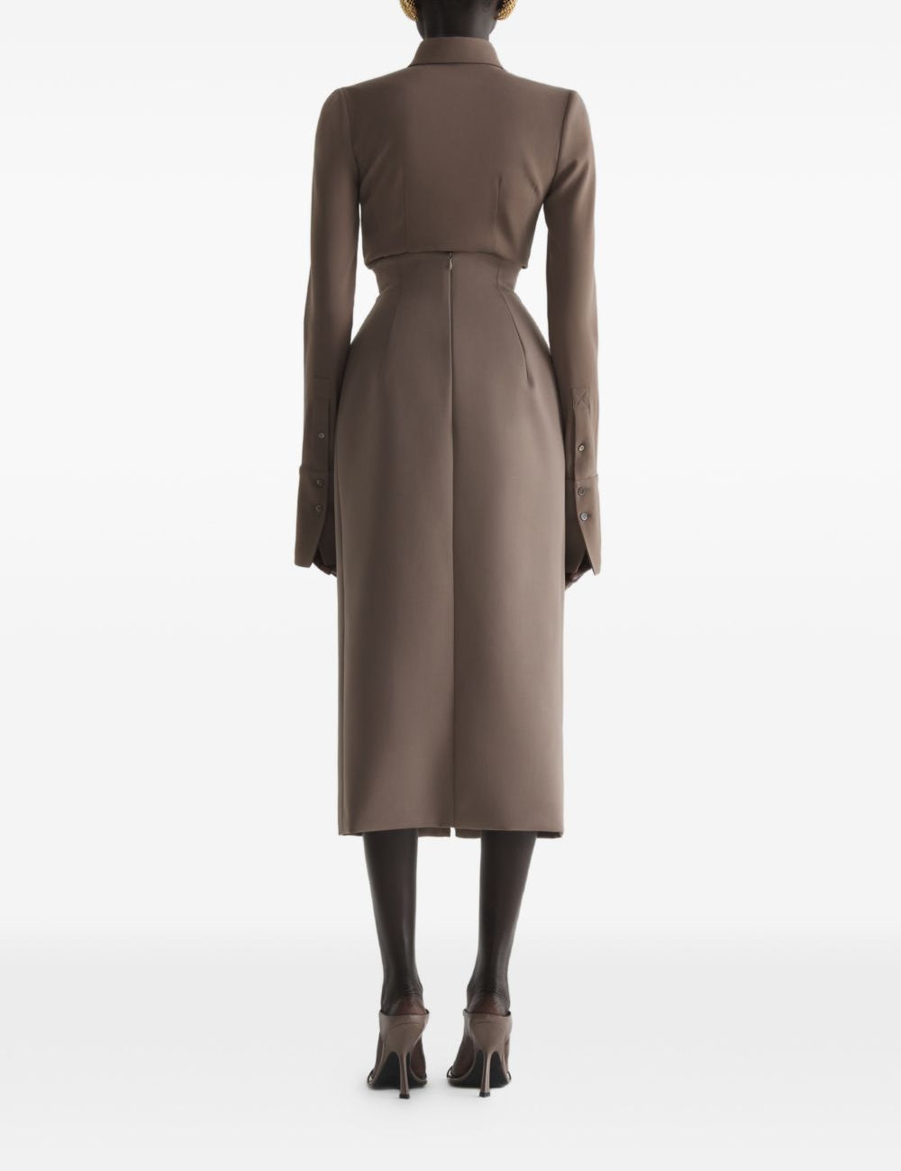 Gonna midi con cuciture in marrone Mugler - donna 