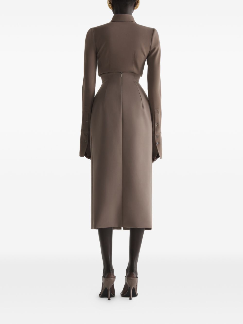 Gonna midi con cuciture in marrone Mugler - donna 