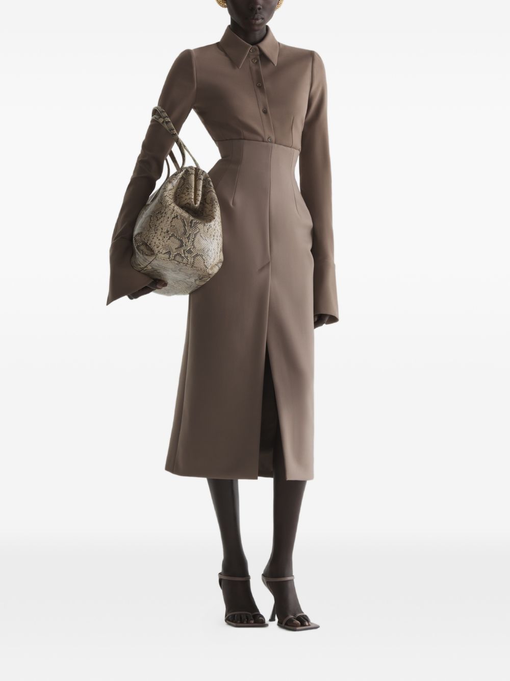 Gonna midi con cuciture in marrone Mugler - donna 