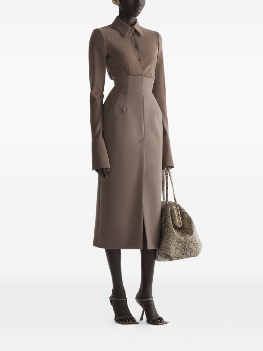 Gonna midi con cuciture in marrone Mugler - donna 