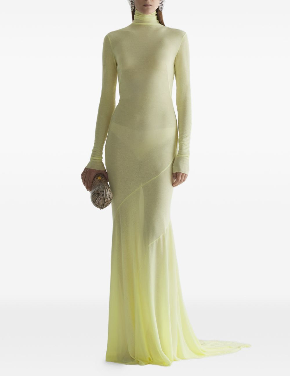Abito lungo in jersey  a collo alto in giallo Mugler - donna 