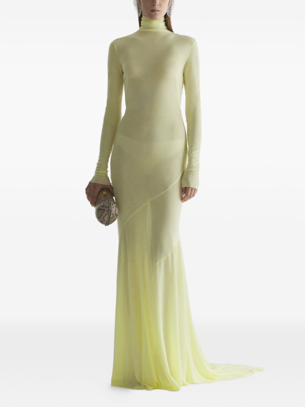 Abito lungo in jersey  a collo alto in giallo Mugler - donna 