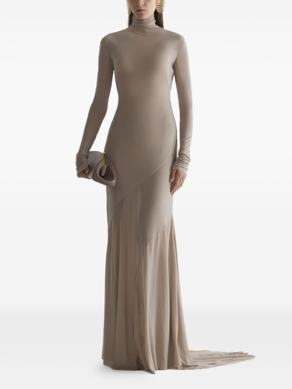 Abito lungo in jersey  a collo alto in beige Mugler - donna 