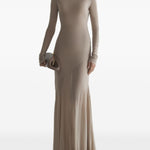 Abito lungo in jersey  a collo alto in beige Mugler - donna 