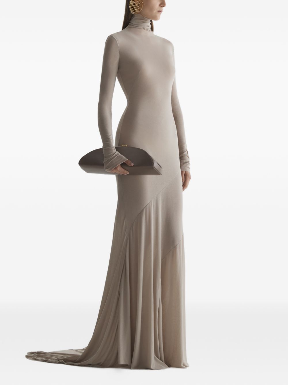 Abito lungo in jersey  a collo alto in beige Mugler - donna 