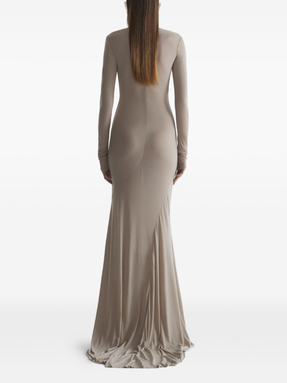 Abito lungo in jersey  a collo alto in beige Mugler - donna 