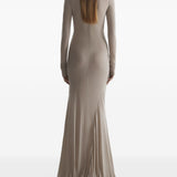 Abito lungo in jersey  a collo alto in beige Mugler - donna 
