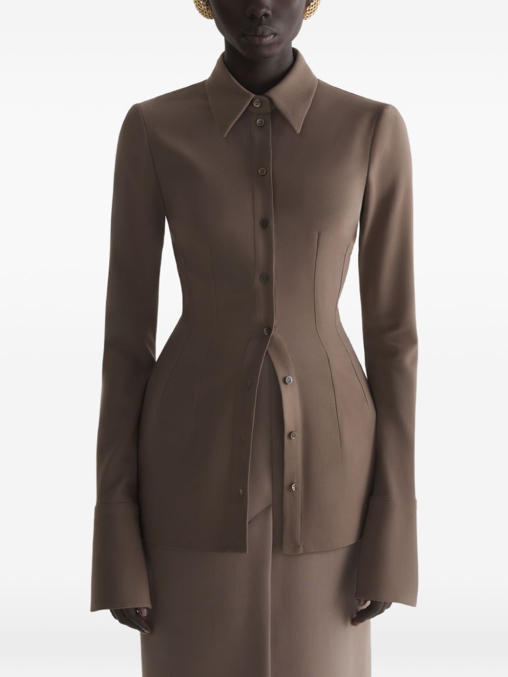 Camicia con colletto a punta in marrone Mugler - donna 