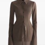 Camicia con colletto a punta in marrone Mugler - donna 