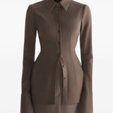 Camicia con colletto a punta in marrone Mugler - donna 