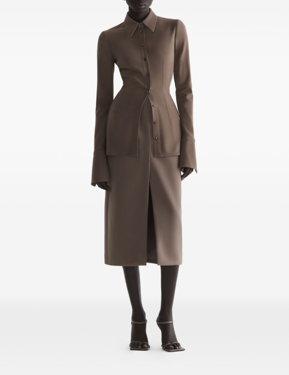 Camicia con colletto a punta in marrone Mugler - donna 