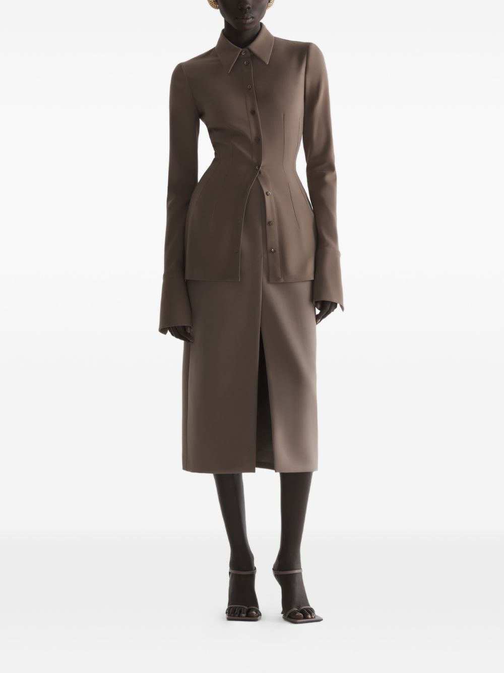 Camicia con colletto a punta in marrone Mugler - donna 