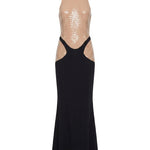 Abito maxi bicolore con paillettes in nero e beige Mugler - donna 