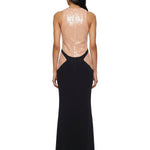 Abito maxi bicolore con paillettes in nero e beige Mugler - donna 