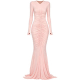 Abito a maniche lunghe con ruches in rosa Norma kamali - donna 