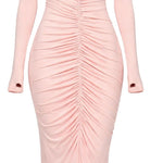 Abito a maniche lunghe con ruches in rosa Norma kamali - donna 