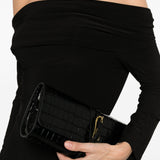 Abito midi a maniche lunghe con spalle scoperte in nero Norma kamali - donna 