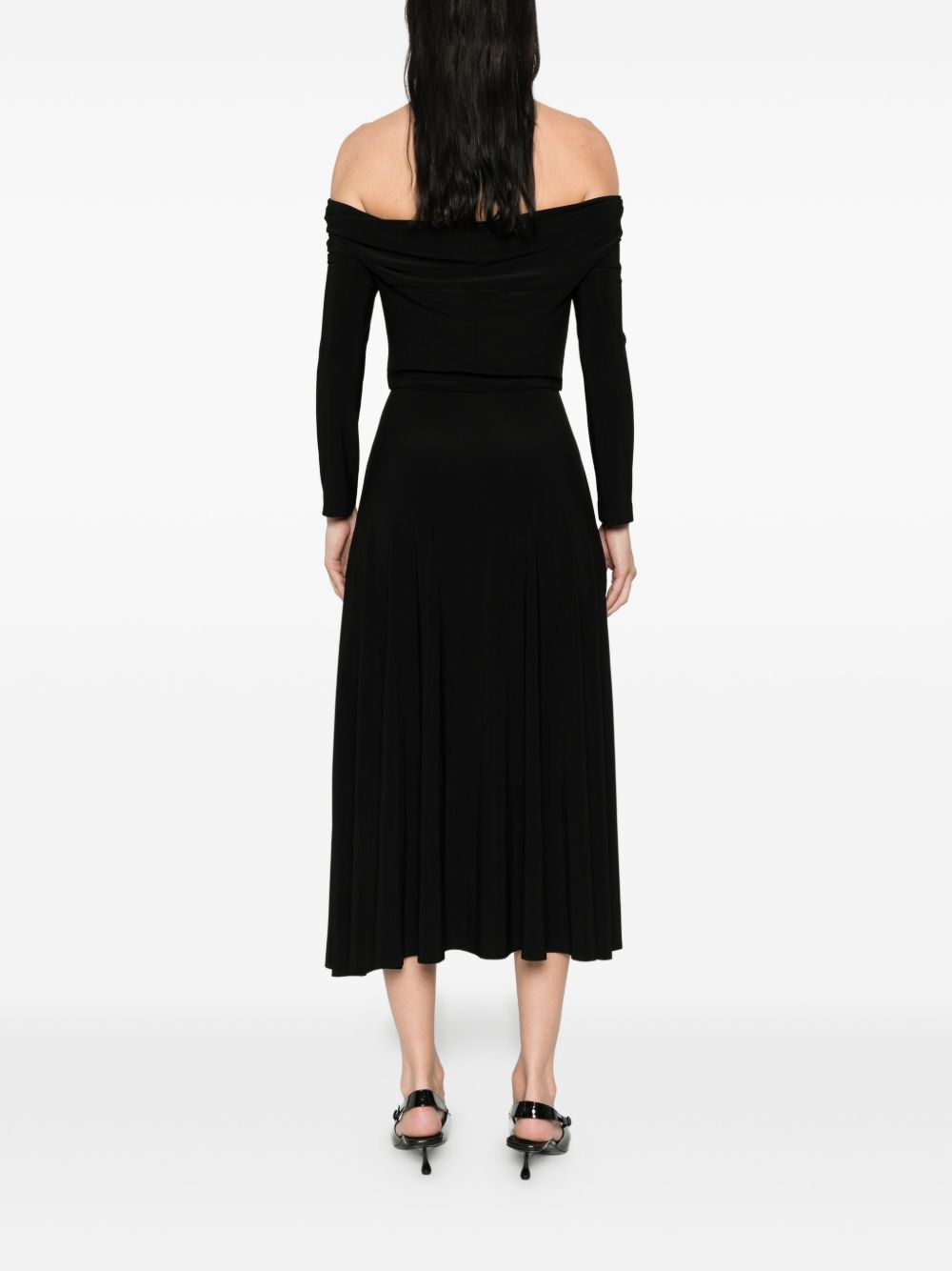 Abito midi a maniche lunghe con spalle scoperte in nero Norma kamali - donna 