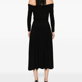 Abito midi a maniche lunghe con spalle scoperte in nero Norma kamali - donna 