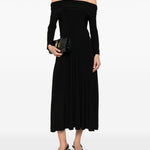 Abito midi a maniche lunghe con spalle scoperte in nero Norma kamali - donna 
