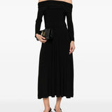 Abito midi a maniche lunghe con spalle scoperte in nero Norma kamali - donna 